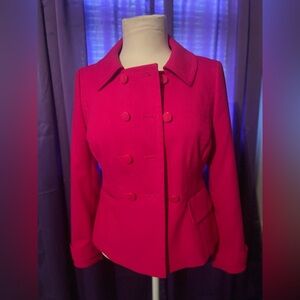Semantiks Women's Double-Breasted Fuchsia Pea Coat
